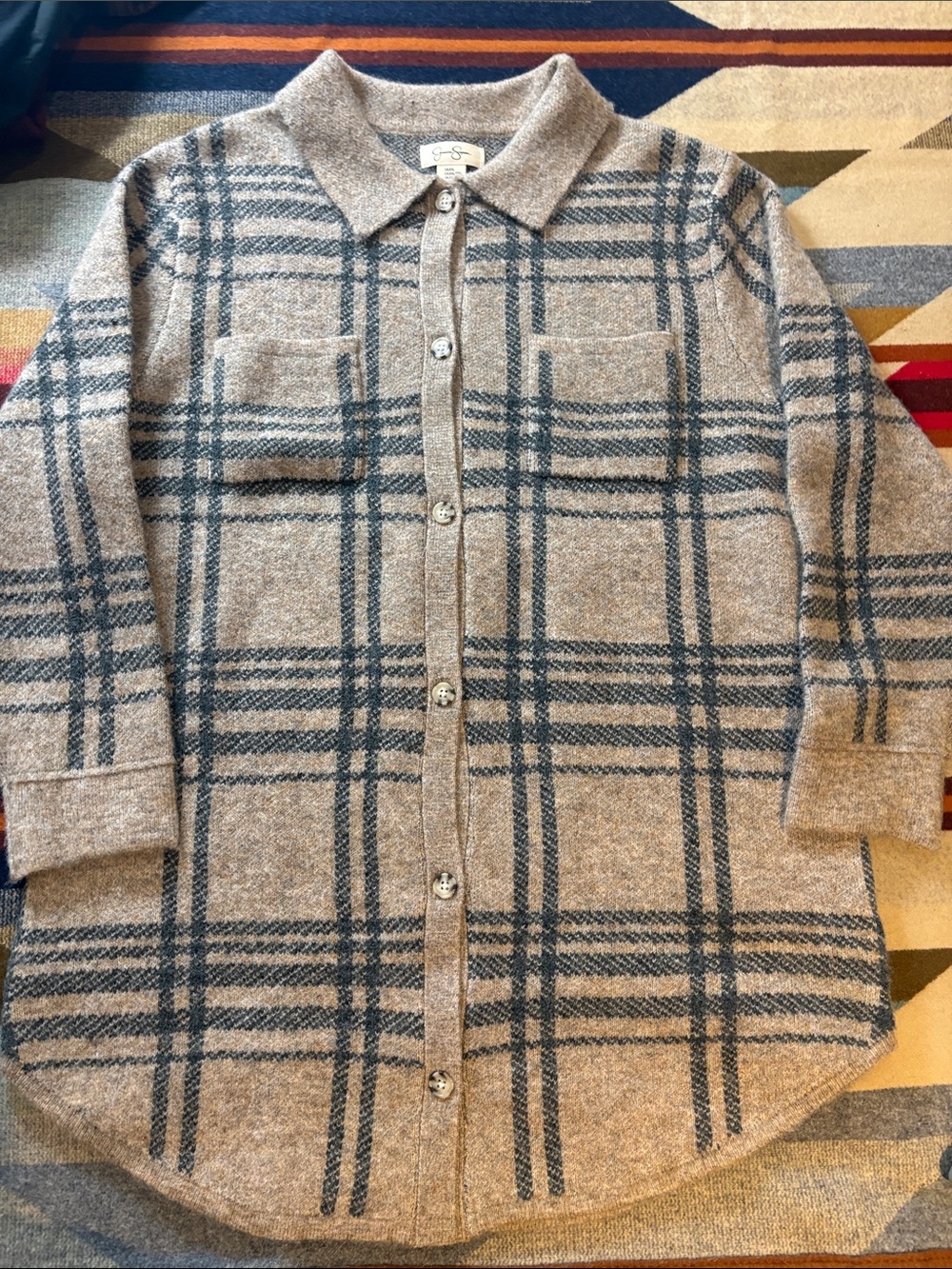 Jessica Simpson Ladies Taupe and Gray Button-Front Cardigan